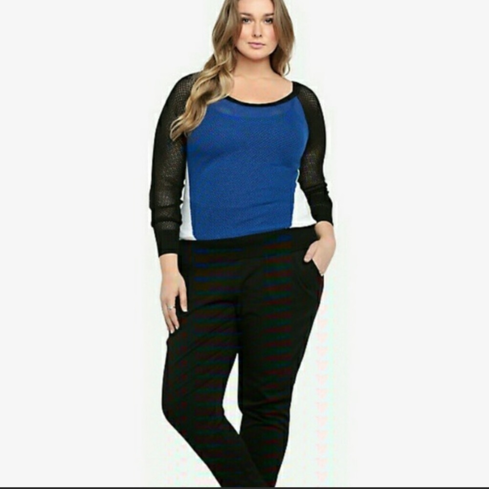 Torrid Colorblock Stitch Mesh Sweater SZ 3X
